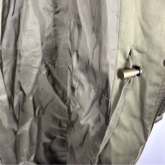 Eileen Fisher army green olive utility long hooded jacket size XS - Picture 8 of 9